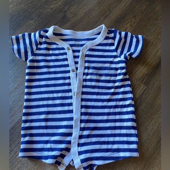 Calvin Klein Navy and White Striped Bodysuit - Picture 1 of 3